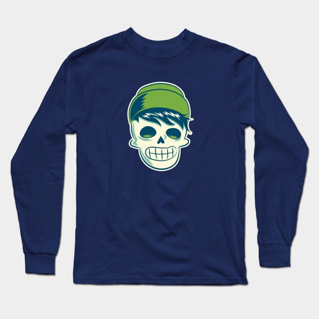 Hipster Skeleton with Beanie Long Sleeve T-Shirt by SLAG_Creative